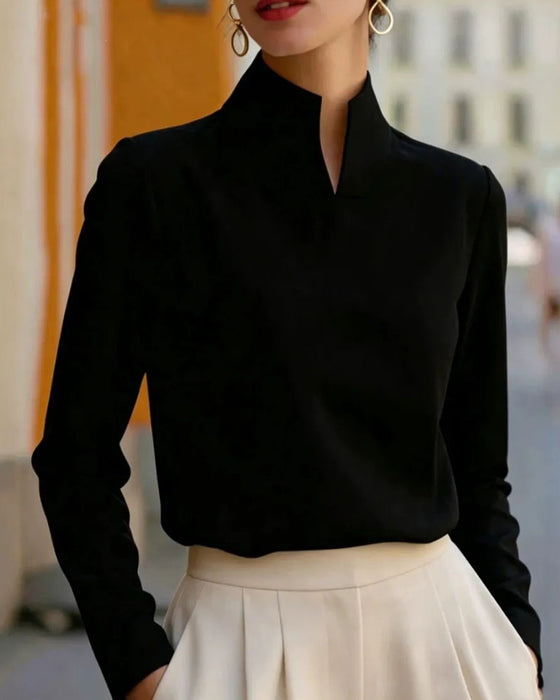 Stand Collar Long Sleeve Top
