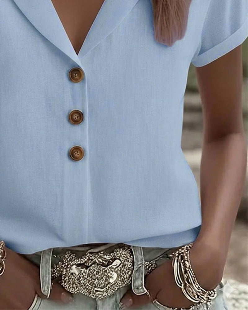 Button Down Collar Short Sleeve Shirt