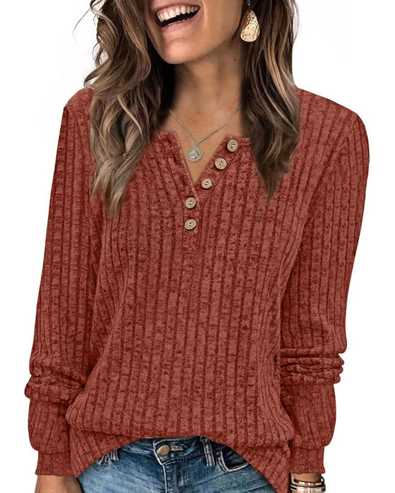 V-Neck Button Stylish Top