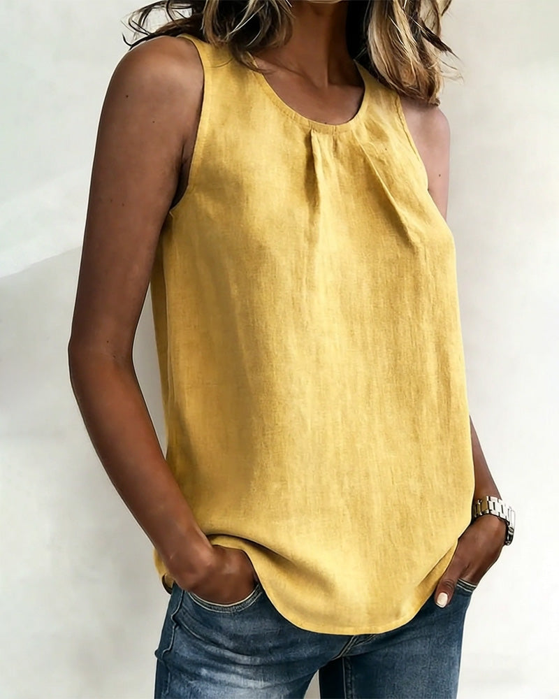 Sleeveless Cotton Linen Tank Top