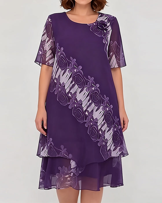 Crew Neck Floral Casual Dress
