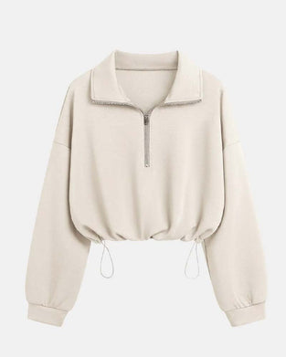 Zip Waist Long Sleeve Sweatshirts