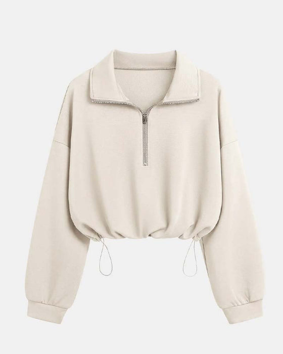 Zip Waist Long Sleeve Sweatshirts