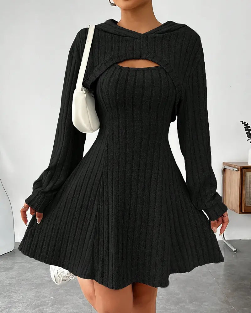 Hoodie Top Tank Dress Two-Piece Set