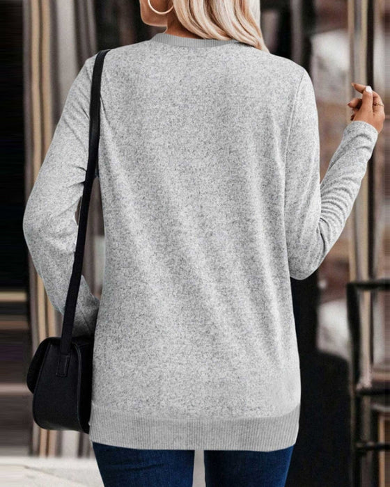 Casual Sweatshirt with Cross Hem