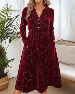 Lace Temperamental Velvet Dress
