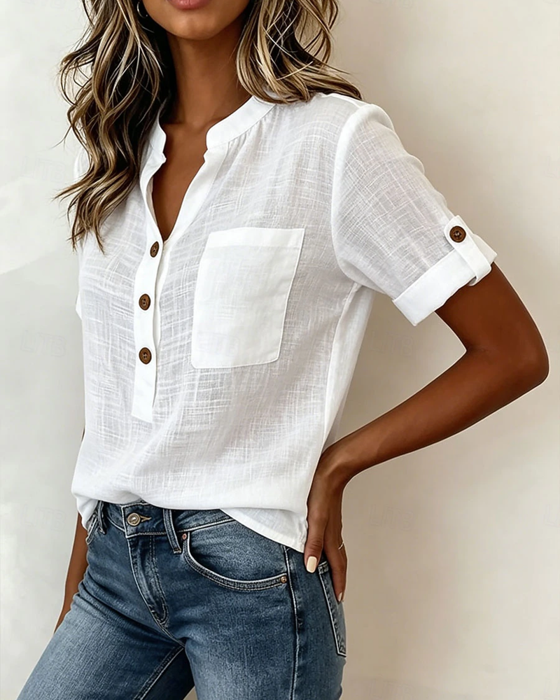 Half-Cardigan Short-Sleeved Blouse