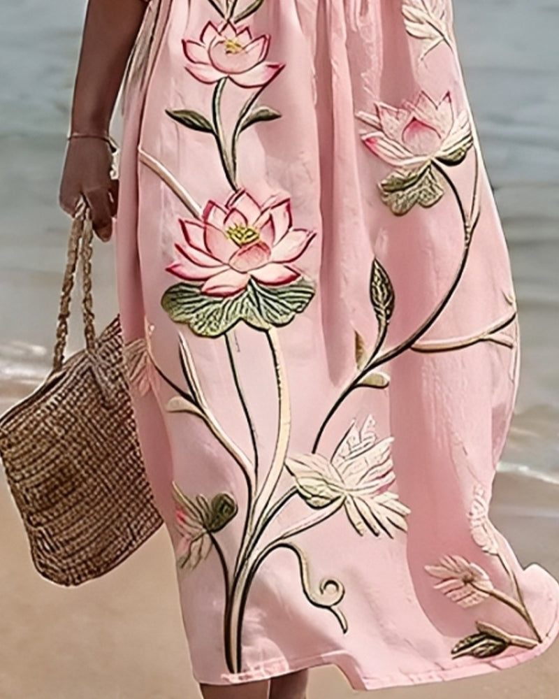Floral Round Neck Dress