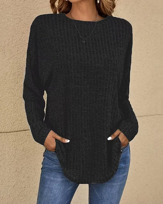 Round Neck Solid Color Top