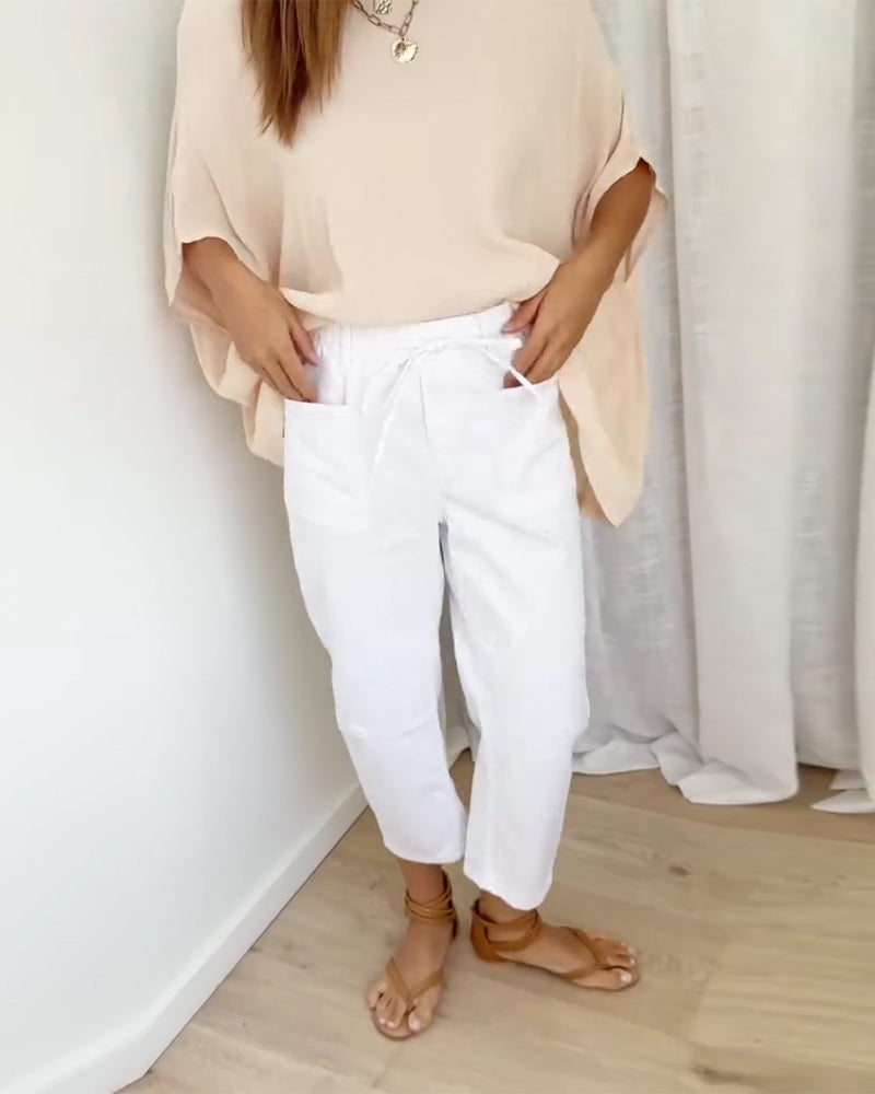 Denim Pocket Cropped Pants