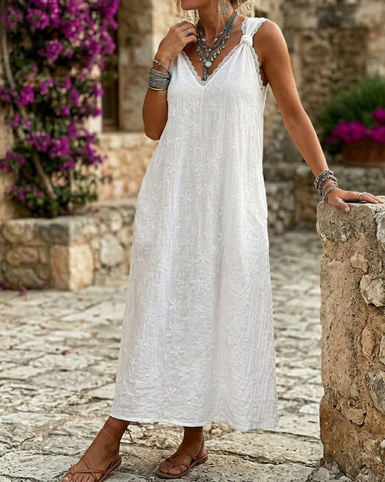 Sleeveless Lace Knotted Dress