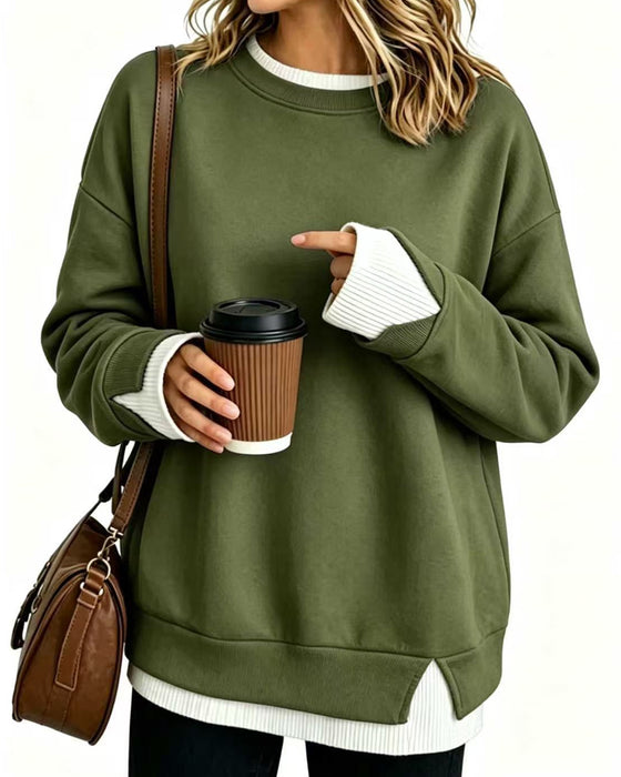 Fake Layered Loose Long Sleeve Sweatshirt