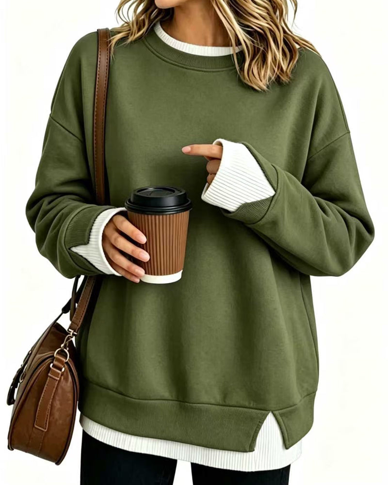 Fake Layered Loose Long Sleeve Sweatshirt
