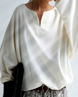 Loose v-neck solid color top