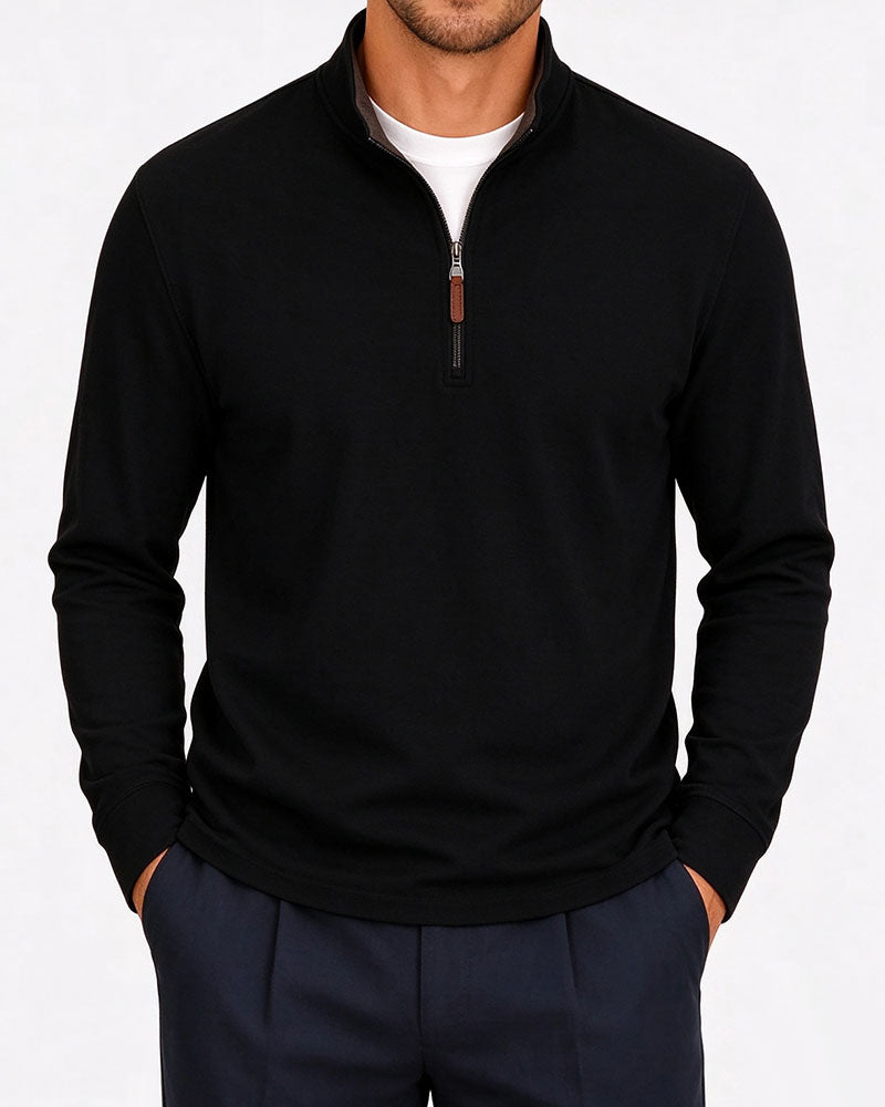Men's Half-Zip Stand Collar Long-Sleeved Sweatshirt