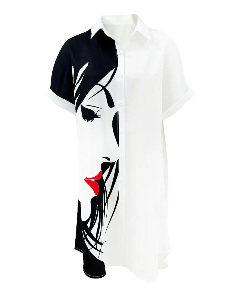 Printed Short-Sleeve Dress