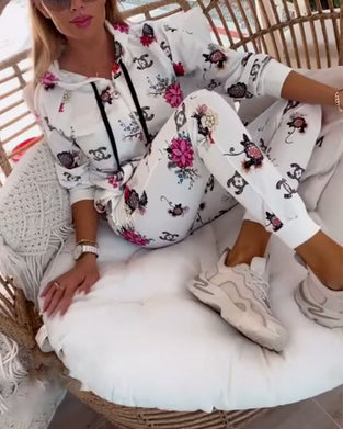 Casual Floral Print Two Piece Sets