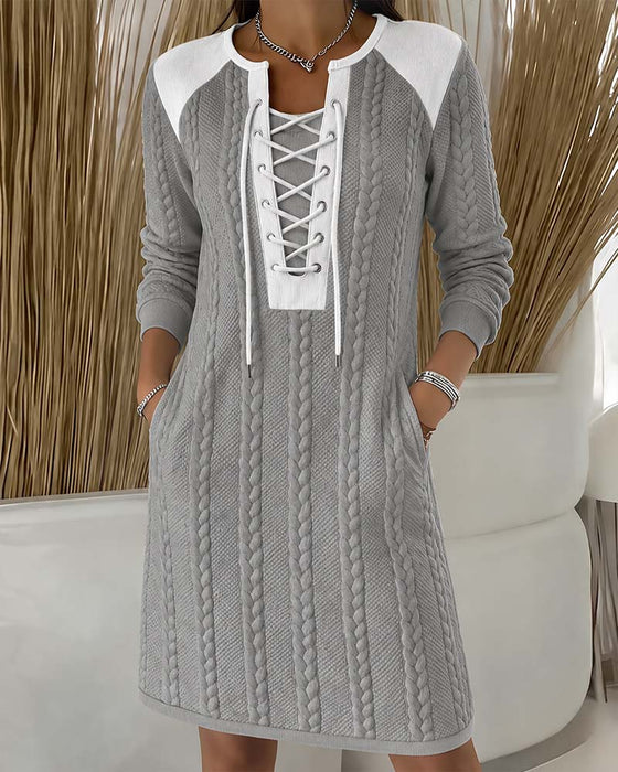 Tie Fashion Color Block Dress