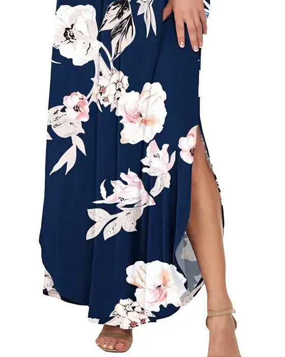 Elegant Ink Wash Floral Maxi Dress