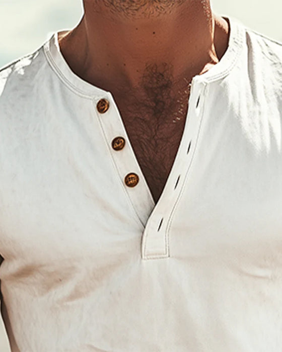 Men's Button Placket Short Sleeve T-Shirt