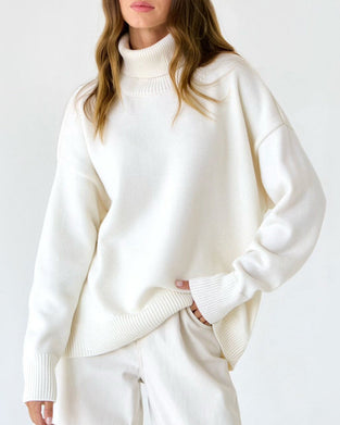 Solid color turtleneck casual sweater