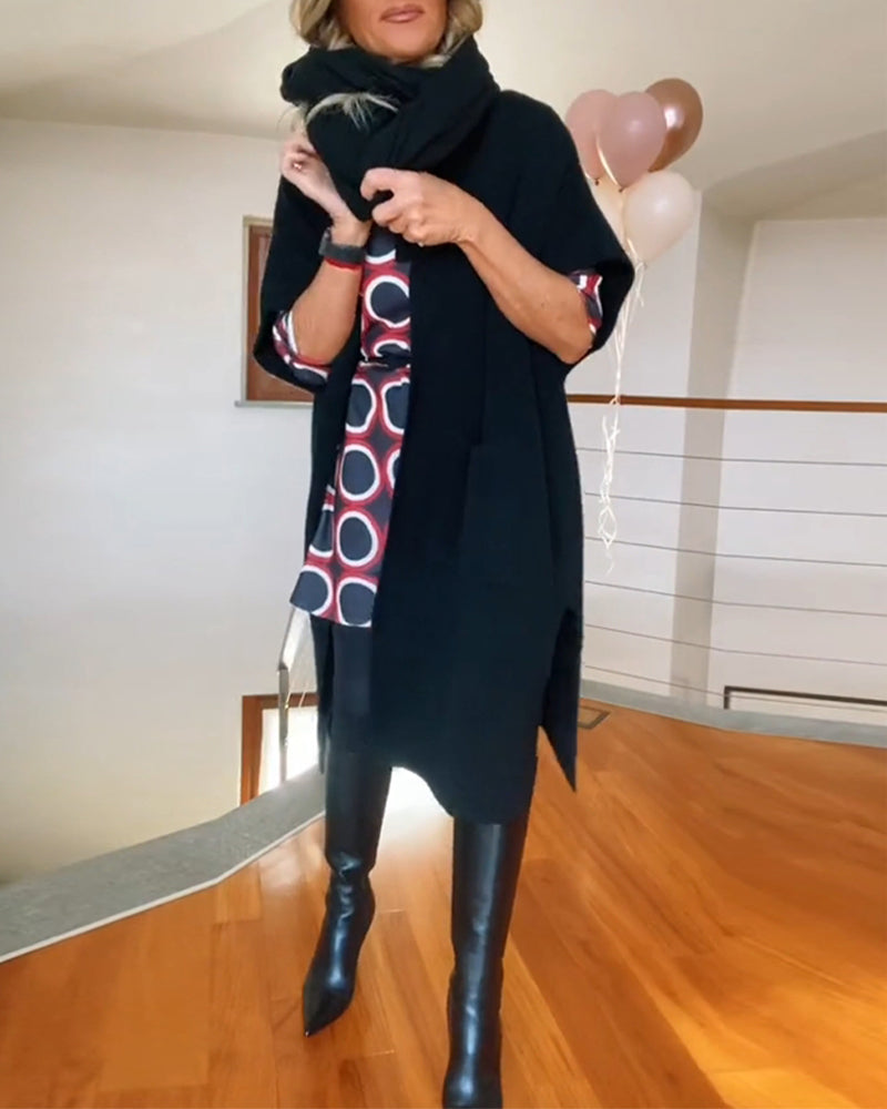 Casual solid color half sleeve pocket cardigan