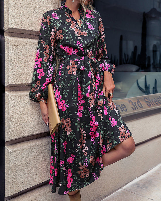 Floral Printed V Neck Dress