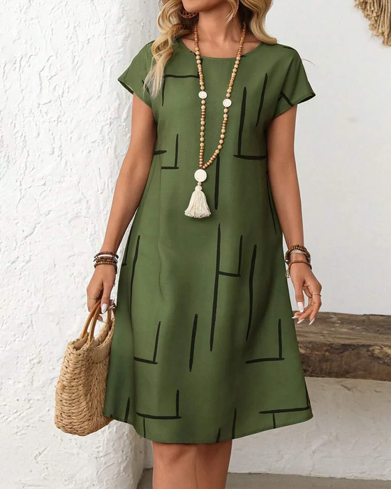 Women's Summer Casual  Print Round Neck Dress