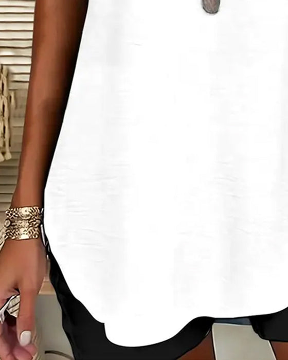 Casual Drop Shoulder V-Neck Short Sleeve Blouse