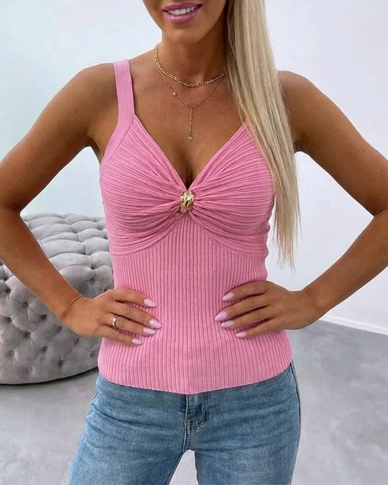 Metal Twist V-Neck Cami Top