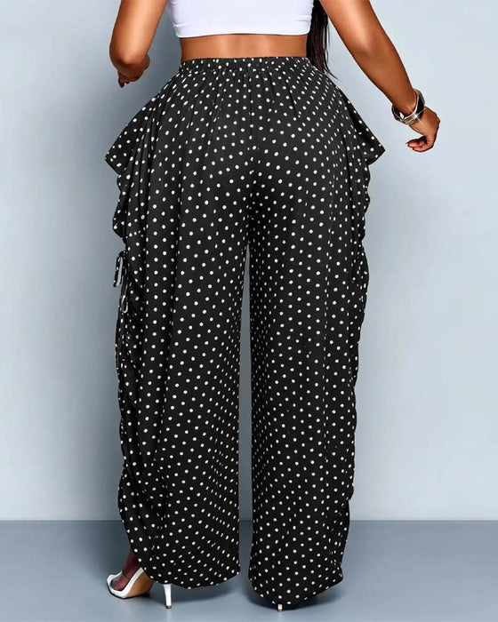 Small Polka Dot Wide Leg Lounge Pants