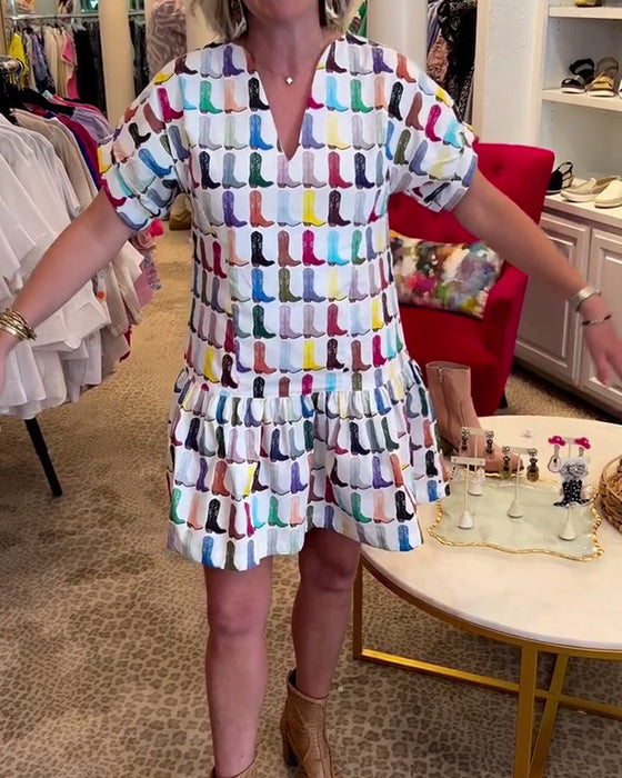 Colorful cartoon pattern dress