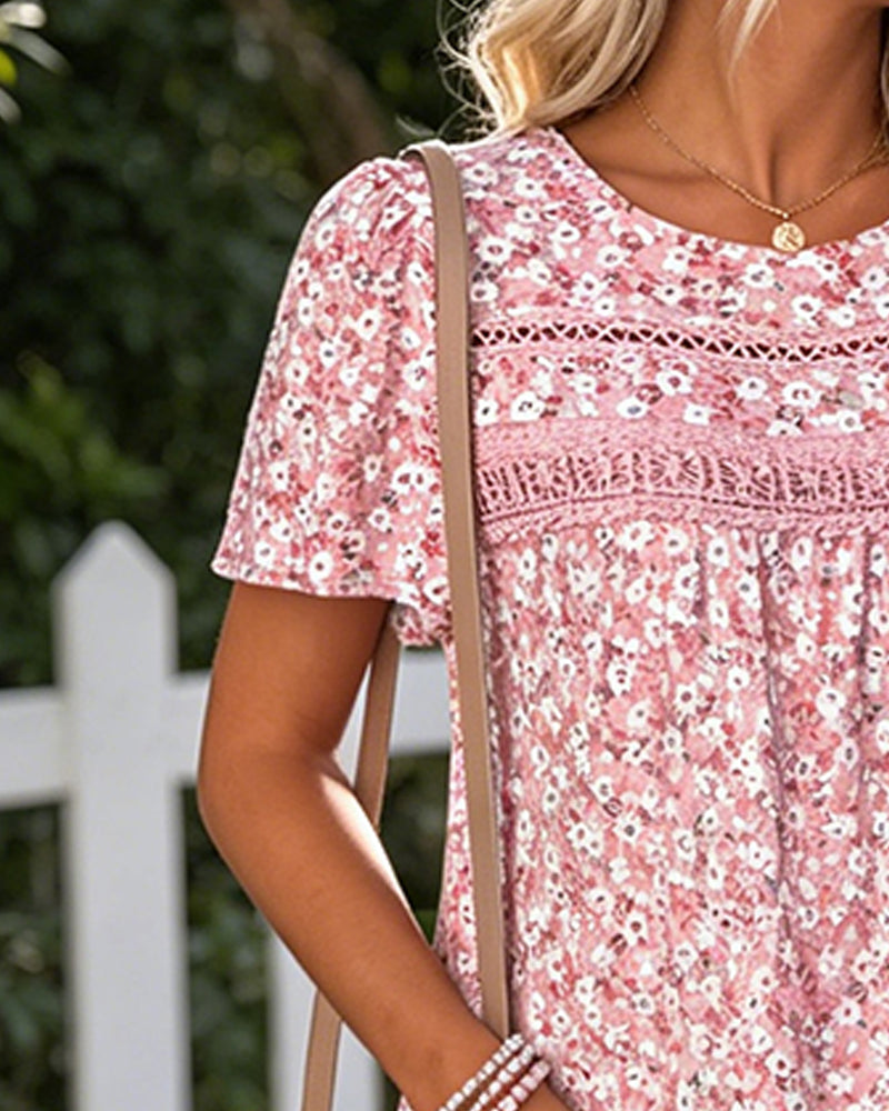 Round Neck Floral Tiered Dress