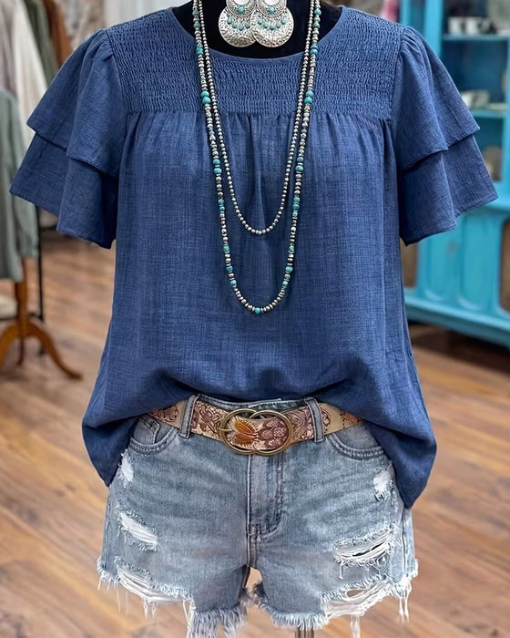 Solid Fashion Casual Blouse