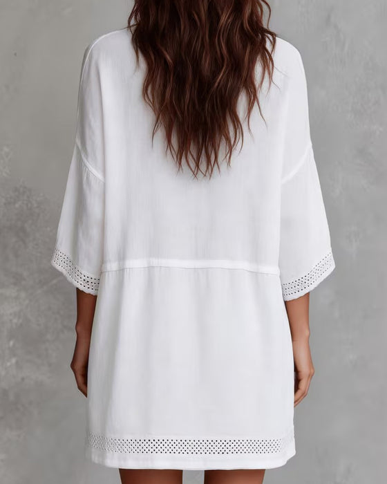 V-Neck Cut-Out Patchwork Dresses