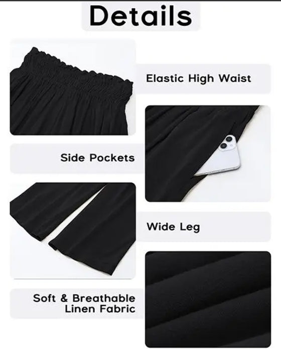 Ruffle High Waist Wide Leg Cropped Pants