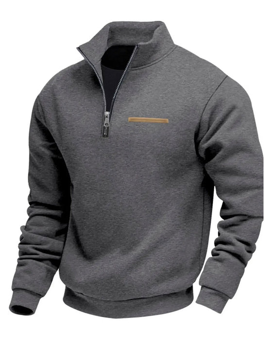Solid Color Stand Collar Zipper Sweatshirt