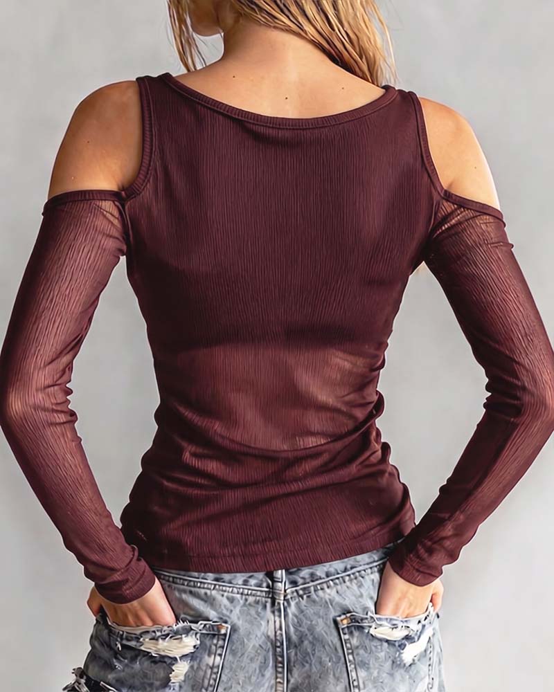 Crisscross V-Neck Off-Shoulder Blouse