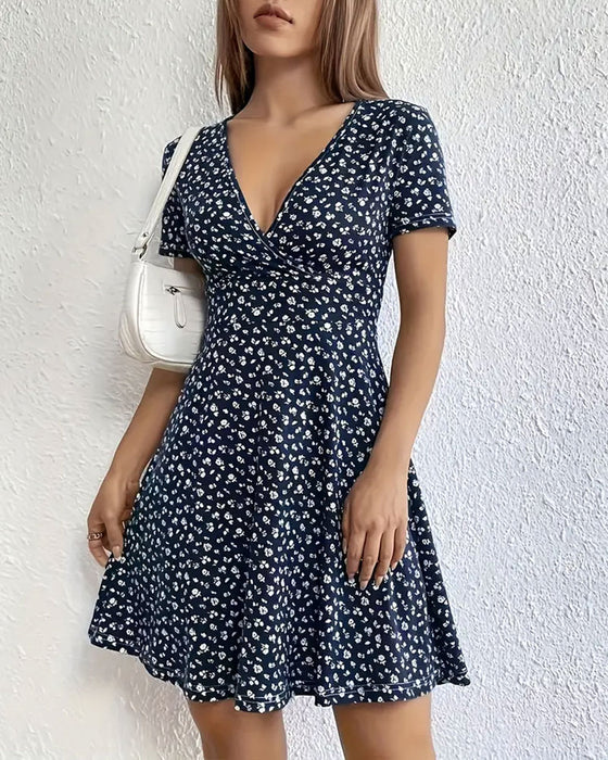 Floral V-Neck Casual Dress