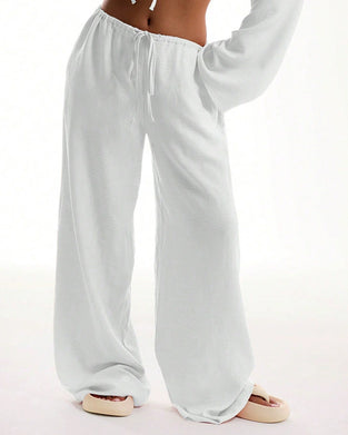 Loose Straight-Leg Solid Color Long Pants