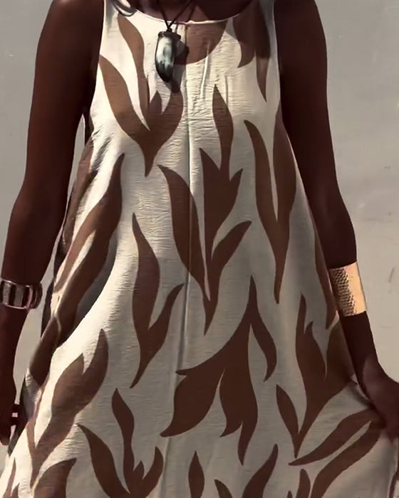 Sleeveless Backless Printed Dress