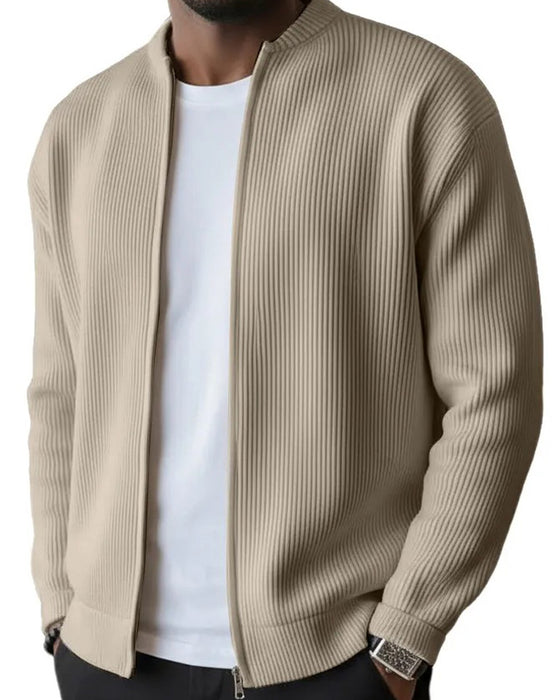 Men's Solid Color Zipper Coat
