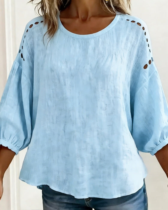 Hollow 100% Cotton Blouse