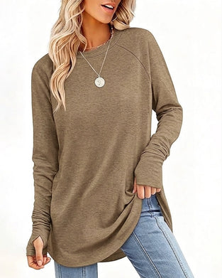 Relaxed Crew Neck Raglan Long Sleeve Top