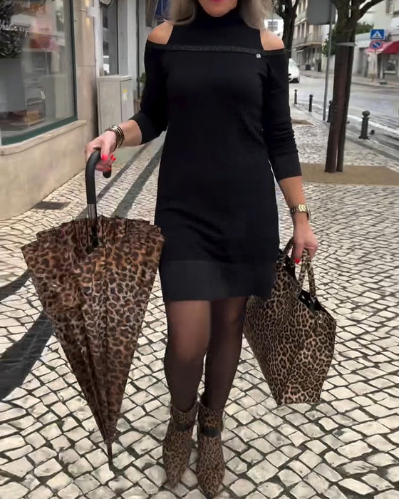 Off-Shoulder Long-Sleeved Fashion Dress