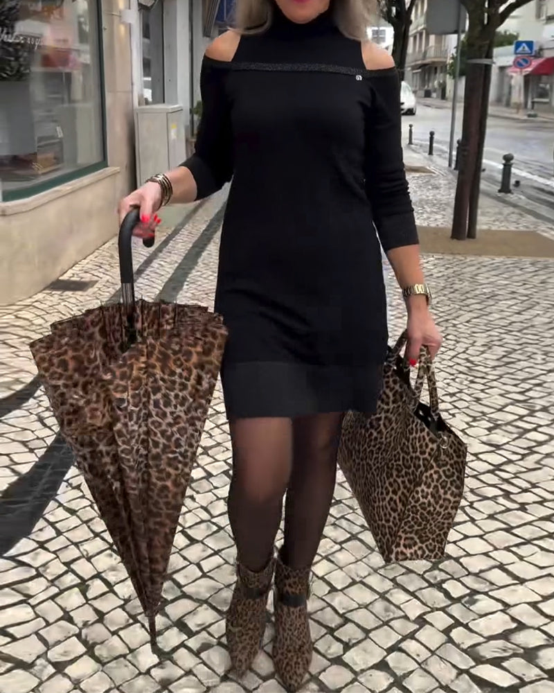 Off-Shoulder Long-Sleeved Fashion Dress