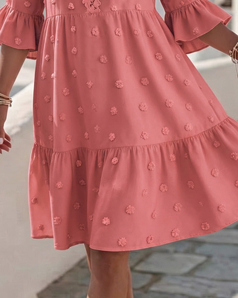 V-Neck Lace Patchwork Dress