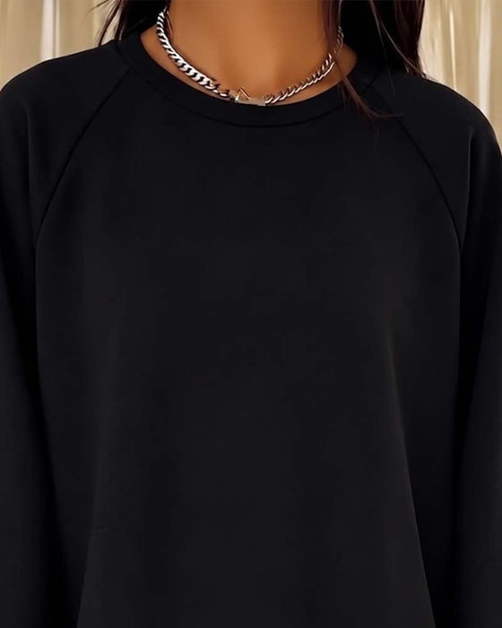 Patchwork Long Sleeve Crew Neck Blouse