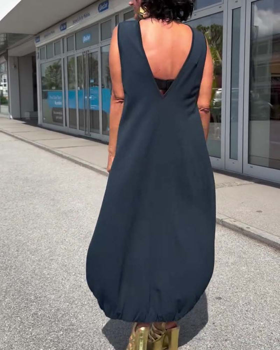 Mock Neck Sleeveless Loose Dress