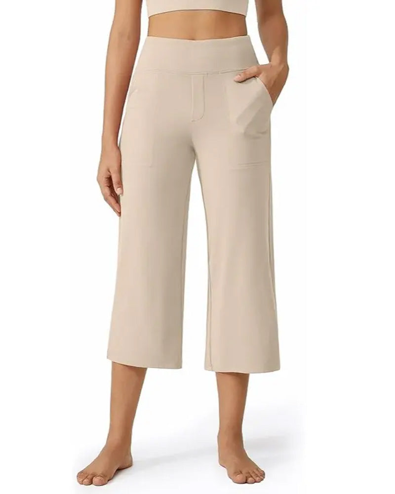 Solid Casual Versatile Cropped Pant